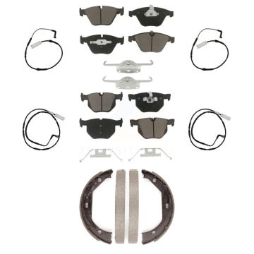 Front Rear Ceramic Disc Brake Pads And Wear Sensors Kit (7Pc) For BMW 335i 335d 3.0L KCW-100444