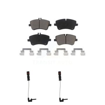 Front Ceramic Brake Pads Wear Sensor Pair Kit For 03 Mercedes-Benz CLK320 Coupe with 3.2L KCW-100646