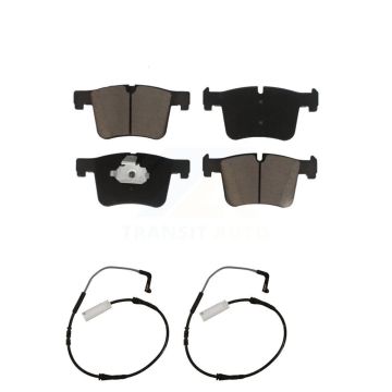 Front Ceramic Brake Pad Wear Sensor Pair Kit For 2012 BMW 328i with Black Painted Caliper KCW-100717