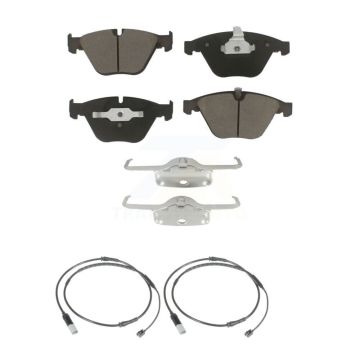 Front Ceramic Disc Brake Pads And Wear Sensor Pairs Kit For 2010 BMW 535i Base with 3.0L KCW-100730