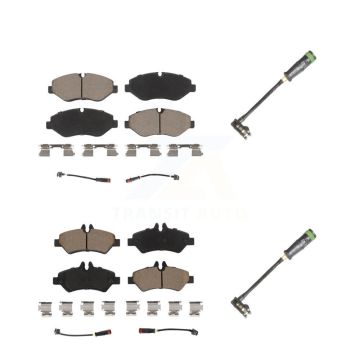 Front Rear Ceramic Brake Pad & Extra Wear Sensor Kit For 10-18 Freightliner Sprinter 2500 KCW-101010