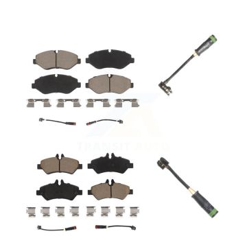 Front Rear Ceramic Disc Brake Pads & Extra Wear Sensor Kit For Freightliner Sprinter 2500 KCW-101011