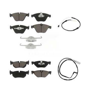 Front Rear Ceramic Disc Brake Pads And Wear Sensors Kit For 2011 BMW 328i 3.0L KCW-101014