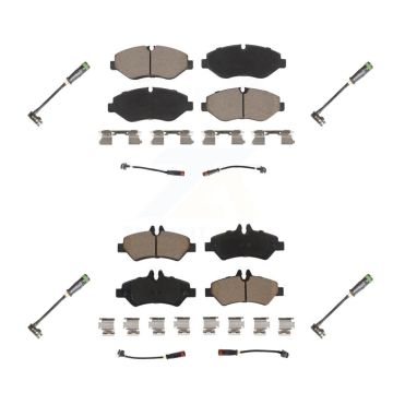 Front Rear Ceramic Brake Pad & Extra Wear Sensor Kit For 10-18 Freightliner Sprinter 2500 KCW-101030