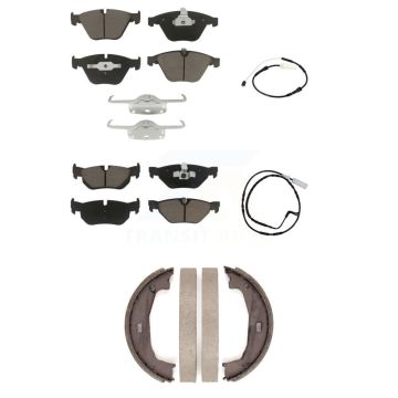 Front Rear Ceramic Brake Pads Wear Sensor Kit (5Pc) For 11 BMW 328i Sedan Coupe with 3.0L KCW-101039