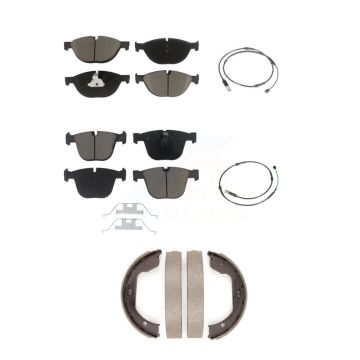 Front Rear Ceramic Disc Brake Pads And Wear Sensors Kit (5Pc) For BMW 535i GT xDrive 550i KCW-101043