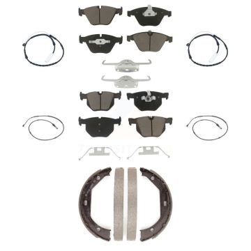 Front Rear Ceramic Disc Brake Pads And Wear Sensors Kit (7Pc) For BMW 335i xDrive KCW-101046