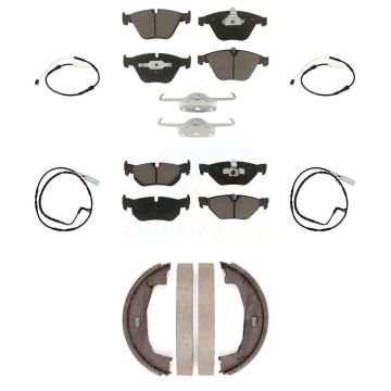 Front Rear Ceramic Brake Pads Wear Sensor Kit (7Pc) For 11 BMW 328i Sedan Coupe with 3.0L KCW-101051