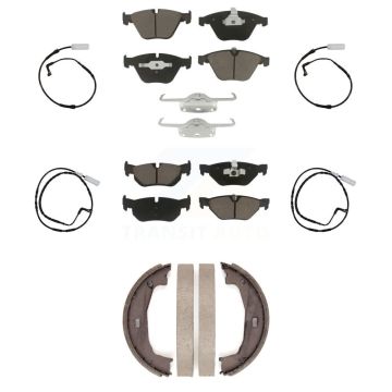 Front Rear Ceramic Brake Pads Wear Sensor Kit (7Pc) For 08 BMW 328i Sedan Coupe with 3.0L KCW-101052