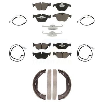 Front Rear Ceramic Disc Brake Pads And Wear Sensors Kit (7Pc) For BMW 328i KCW-101053