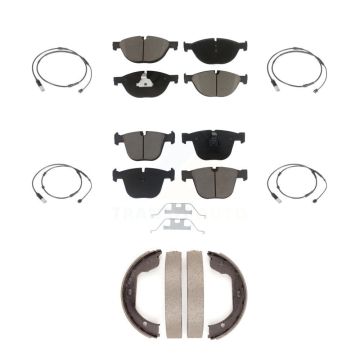 Front Rear Ceramic Disc Brake Pads And Wear Sensor Kit (7Pc) For 2012 BMW 750i GAS engine KCW-101054