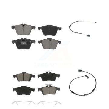 Front Rear Ceramic Brake Pad Wear Sensor Kit For Jaguar XJ Base L Portfolio with RWD 3.0L KCW-101119