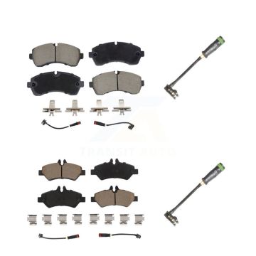 Front Rear Ceramic Disc Brake Pads & Extra Wear Sensor Kit For Freightliner Sprinter 3500 KCW-101144