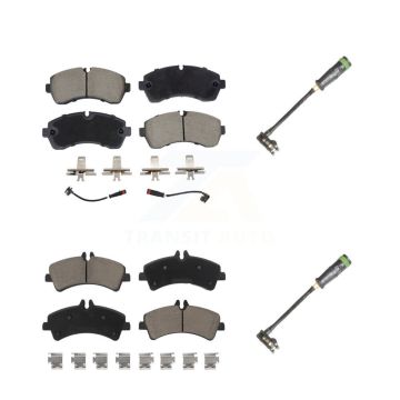 Front Rear Ceramic Disc Brake Pads & Extra Wear Sensor Kit For Freightliner Sprinter 3500 KCW-101145