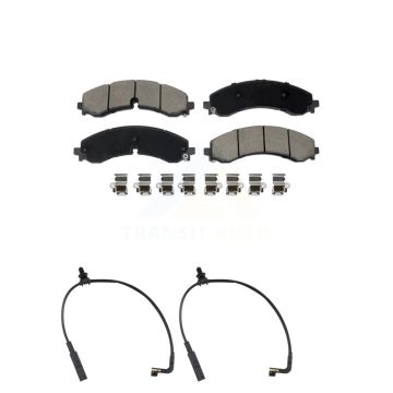 Front Ceramic Brake Pad & Wear Sensor Pair Kit For GMC Chevrolet Sierra 2500 HD Silverado KCW-101184