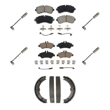Front Rear Ceramic Brake Pad & Extra Wear Sensor Kit (7Pc) For Freightliner Sprinter 3500 KCW-101268