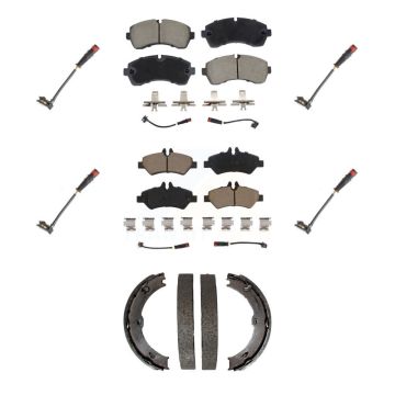 Front Rear Ceramic Brake Pads Extra Wear Sensor Kit (7Pc) For 09 Dodge Sprinter 3500 3.0L KCW-101269