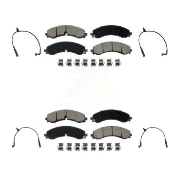 Front Rear Ceramic Brake Pad & Wear Sensor Kit For GMC Chevrolet Sierra 2500 HD Silverado KCW-101313