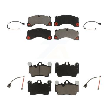 Front Rear Ceramic Disc Brake Pads And Wear Sensors Kit For Porsche Cayenne KCW-101317