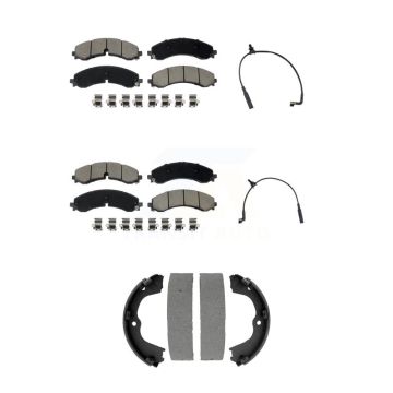 Front Rear Ceramic Brake Pads Wear Sensor Kit (5Pc) For GMC Chevrolet Sierra 2500 HD 3500 KCW-101344