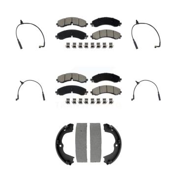 Front Rear Ceramic Brake Pads Wear Sensor Kit (7Pc) For GMC Chevrolet Sierra 2500 HD 3500 KCW-101360