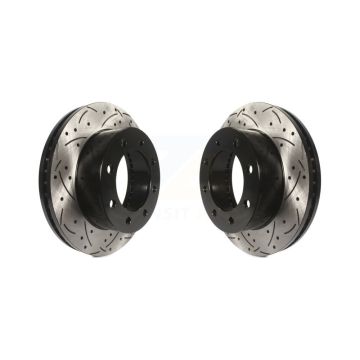 Front Coated Drilled Slotted Disc Brake Rotors Pair For Ford F-350 Super Duty F-250 F-450 KD-100009