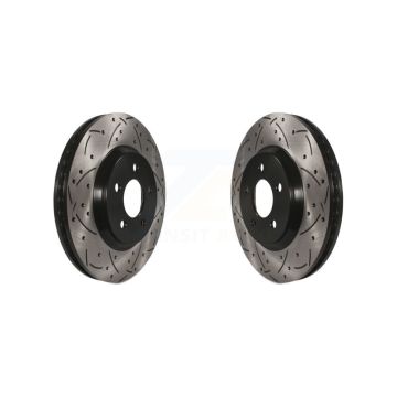 Front Coated Drilled Slotted Disc Brake Rotors Pair For Ford Mustang KD-100011
