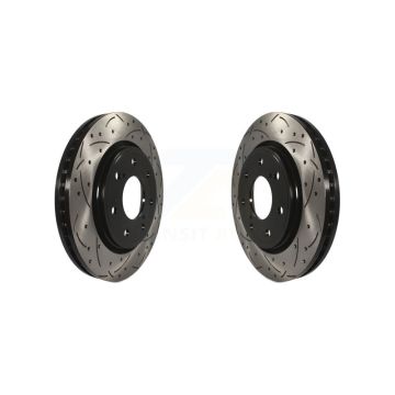 Front Coated Drilled Slot Disc Brake Rotor Pair For 2010-2014 Ford F-150 With 7 Lug Wheels KD-100015