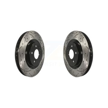 Front Coated Drilled Slotted Disc Brake Rotors Pair For Ford Mustang KD-100016