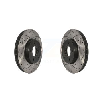 Front Coated Drilled Slotted Disc Brake Rotors Pair For Ford Focus C-Max KD-100017