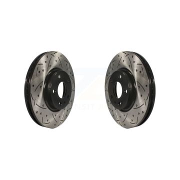 Front Coated Drilled Slotted Disc Brake Rotors Pair For Ford Fusion Lincoln MKZ KD-100019