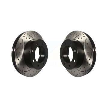 Front Coated Drilled Slotted Disc Brake Rotors Pair For Ford F-350 Super Duty F-250 F-450 KD-100021