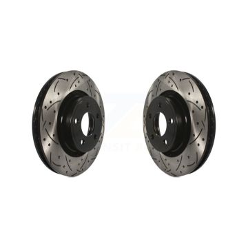 Front Coated Drilled Slotted Disc Brake Rotors Pair For Ford Mustang KD-100022