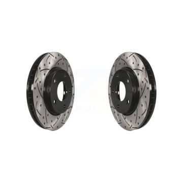 Front Coated Drilled Slotted Disc Brake Rotors Pair For Mitsubishi Lancer Dodge Caliber KD-100028