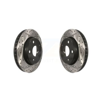 Front Coated Drilled Slotted Disc Brake Rotors Pair For Jeep Wrangler JK KD-100030