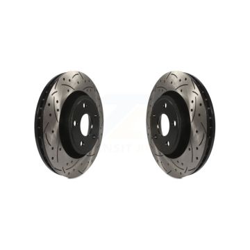 Front Coated Drilled Slot Disc Brake Rotors Pair For Jeep Grand Cherokee Dodge Durango WK KD-100034