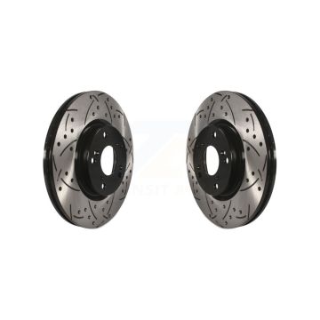 Front Coated Drilled Slotted Disc Brake Rotors Pair For Honda Civic Acura CR-V CSX ILX RSX KD-100041