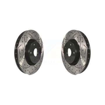 Front Coated Drilled Slotted Disc Brake Rotors Pair For Subaru Impreza WRX STI KD-100042