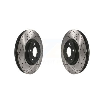 Front Coated Drilled Slotted Disc Brake Rotors Pair For Honda Pilot Acura MDX RLX ZDX KD-100054