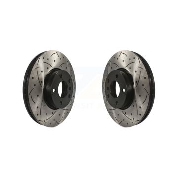 Front Coated Drilled Slotted Disc Brake Rotors Pair For BMW X5 X6 KD-100057