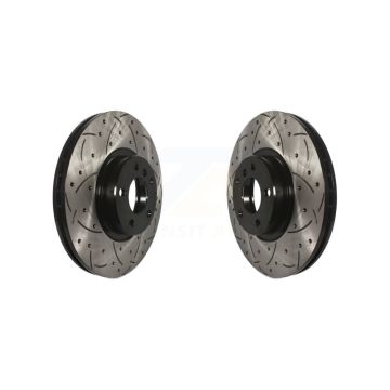 Front Coated Drilled Slotted Disc Brake Rotors Pair For BMW X5 X6 KD-100058