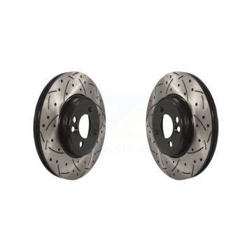 Front Coated Drilled Slotted Disc Brake Rotors Pair For Mini Cooper Countryman KD-100060