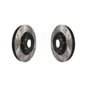 Front Coated Drilled Slotted Disc Brake Rotors Pair For Honda Odyssey Acura TL KD-100070