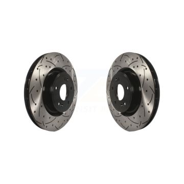 Front Coated Drilled Slotted Disc Brake Rotors Pair For Hyundai Genesis Coupe KD-100071