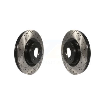 Front Coated Drilled Slotted Disc Brake Rotors Pair For Hyundai Genesis Coupe KD-100072