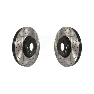 Front Coated Drilled Slotted Disc Brake Rotors Pair For Volvo XC60 KD-100073