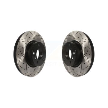 Front Coated Drilled Slotted Disc Brake Rotors Pair For BMW X3 X4 KD-100079