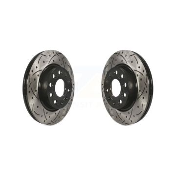 Front Coated Drilled Slot Disc Brake Rotors Pair For Volkswagen Jetta GTI Audi A3 Quattro KD-100080