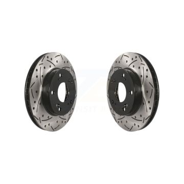 Front Coated Drilled Slotted Disc Brake Rotors Pair For Honda Civic Acura ILX KD-100084