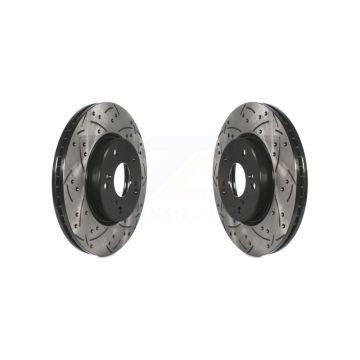 Front Coated Drilled Slotted Disc Brake Rotors Pair For Honda HR-V Accord CR-V KD-100089